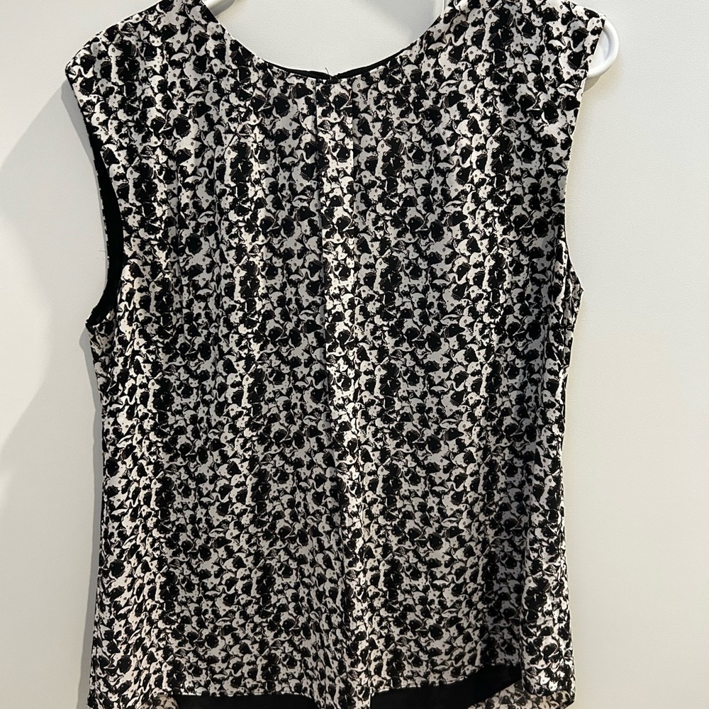 RW&CO. Black and White cat pattern Boxy Blouse